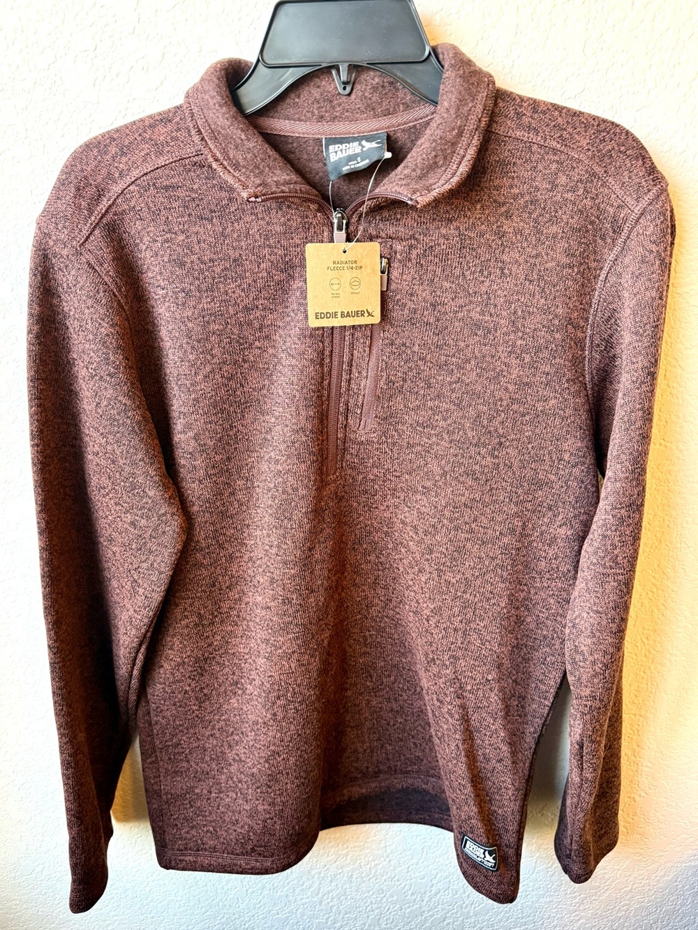 Eddie Bauer Men's Marled Brown Half-Zip Pullover